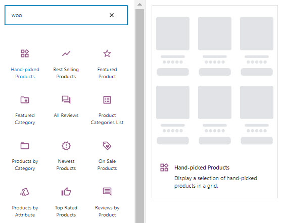 Hand-picked products WooCommerce block