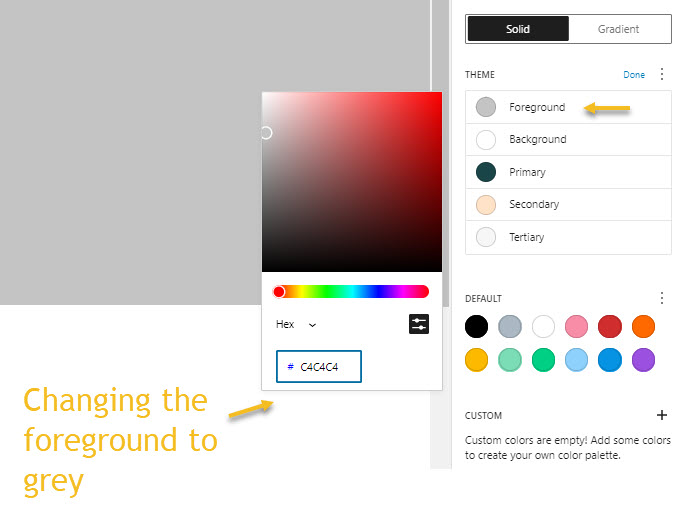 Making color changes to the foreground