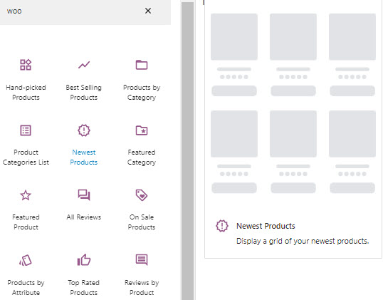 Newest products WooCommerce block
