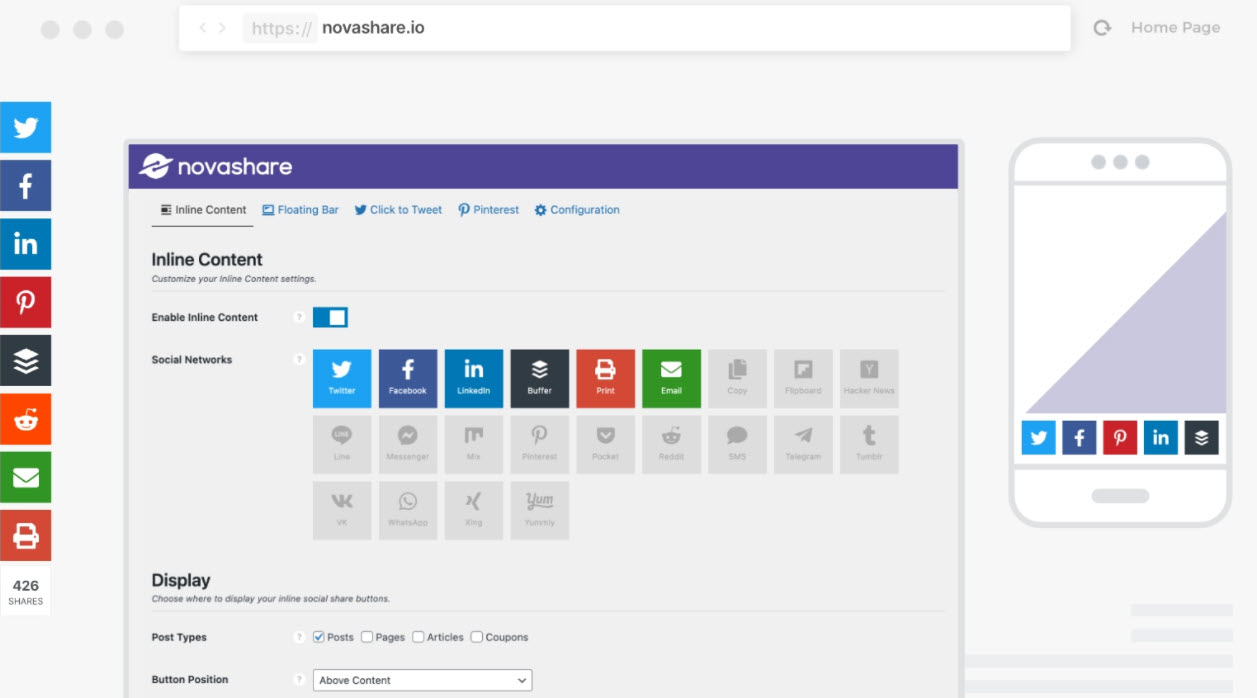 Novashare social follow plugin