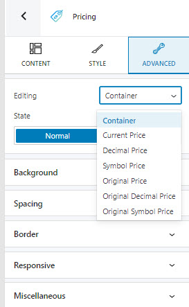 Pricing block advanced edits