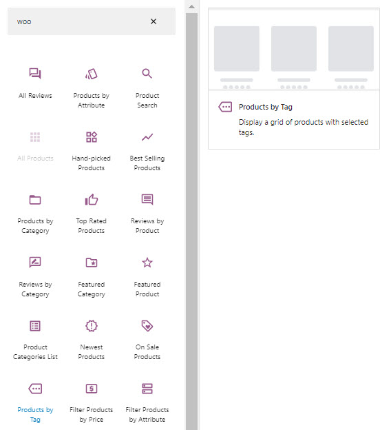 Products by Tag WooCommerce block