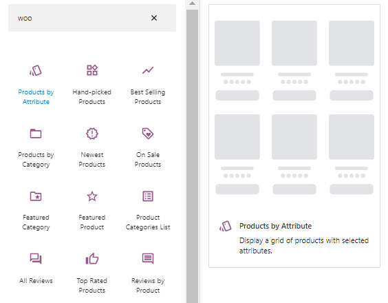 Products by attribute WooCommerce block