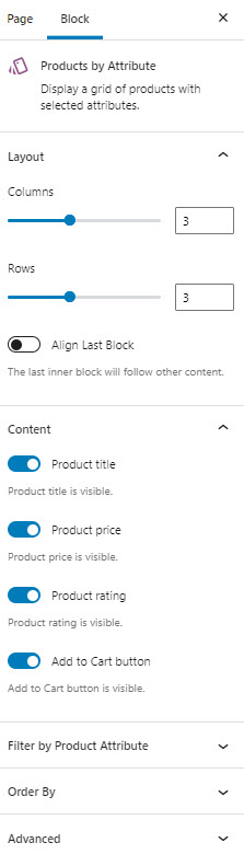 Products by attribute block layout customization