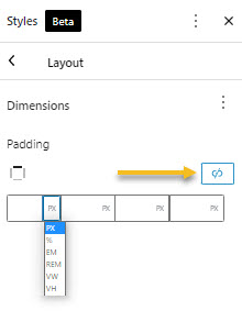 Set up different paddings for the different sides