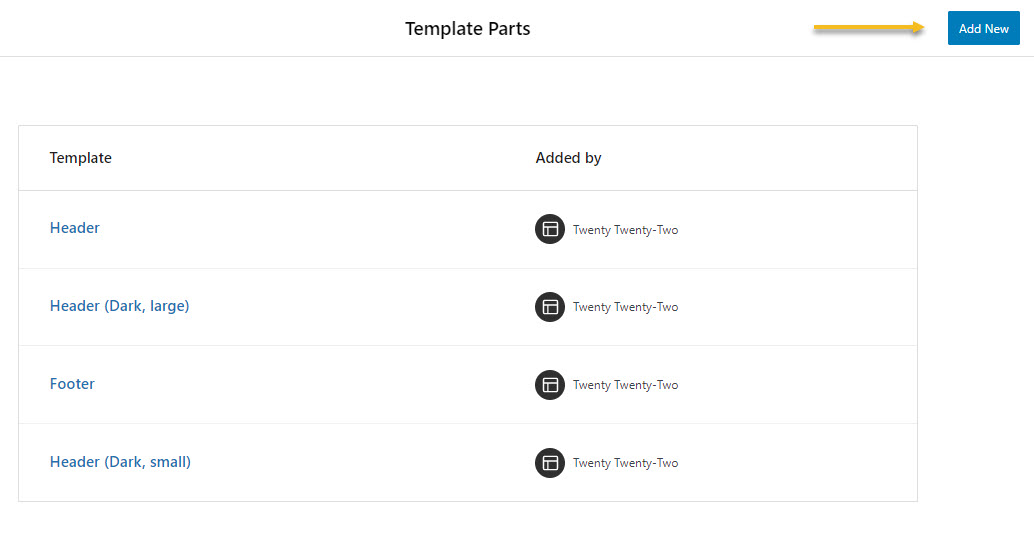 Template Parts for Twenty Twenty-Two theme