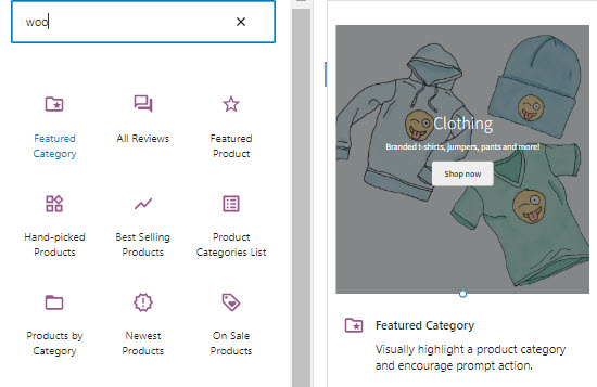 WooCommerce blocks - Featured category