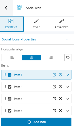 Editing the content of the social icons in the block editor