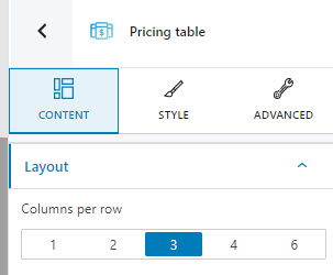 select the number of columns per row