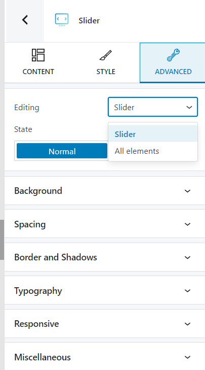 slider advanced edits