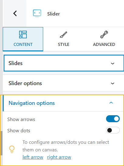 slider navigation