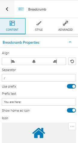 Breadcrumb content editing