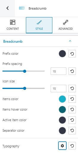 Breadcrumb styling