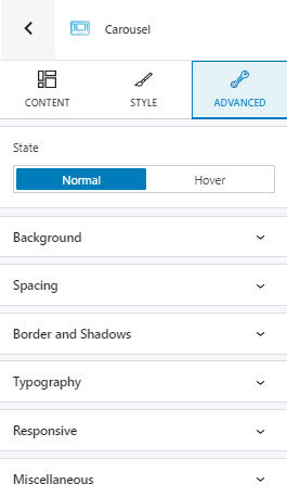 Carousel advanced options