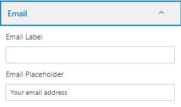 Email placeholder and label