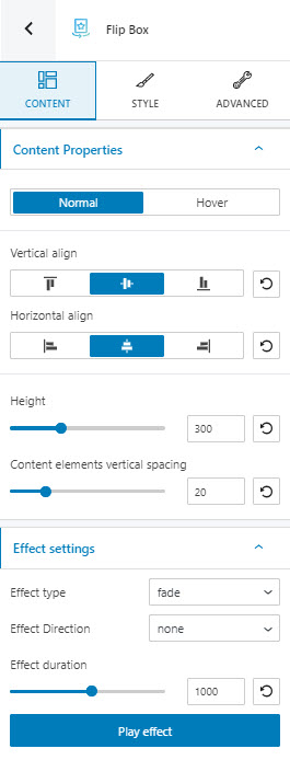 Flip box content options