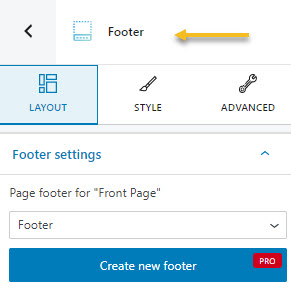 Footer block editing