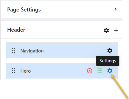 Hero settings icon