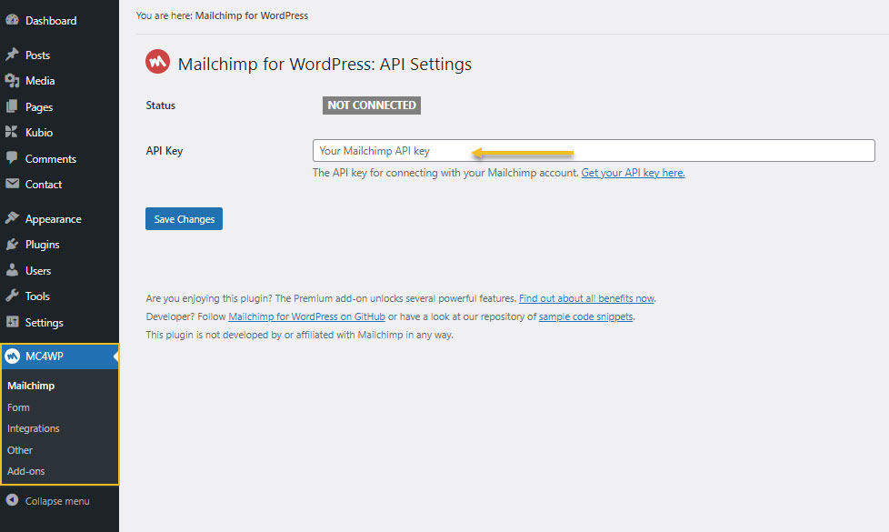 Mailchimp plugin for WordPress