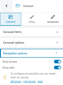 Navigation options