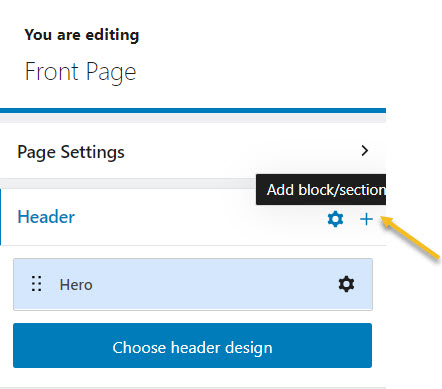 add block at the header level