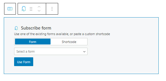 default subscribe form block