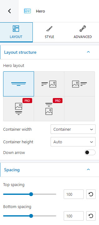 hero layout options
