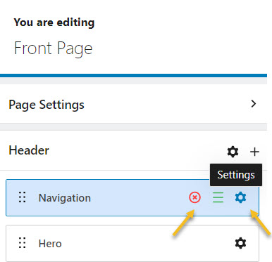 nav remove and settings