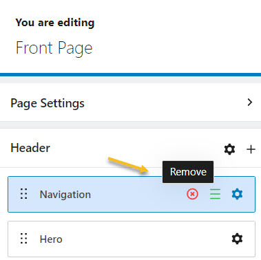remove the navigation