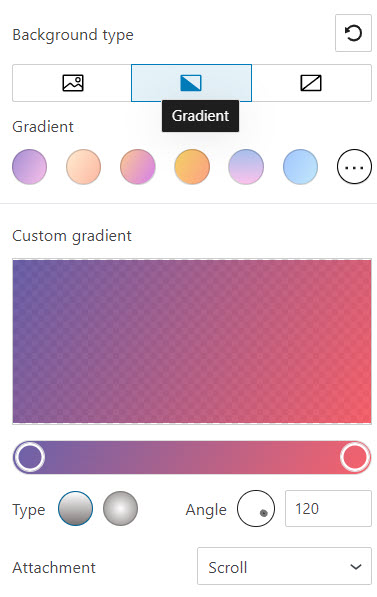 Gradient background type