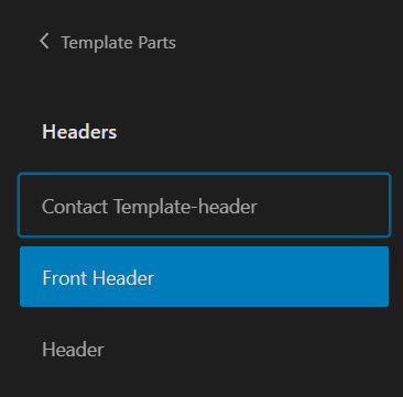 Header template parts