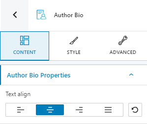 Text alignment for the author bio block