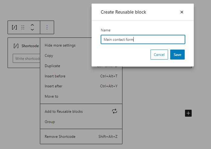 Create reusable block