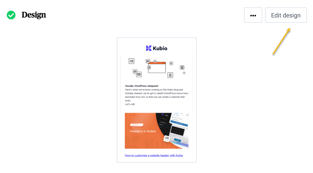 Edit design for the email or newsletter