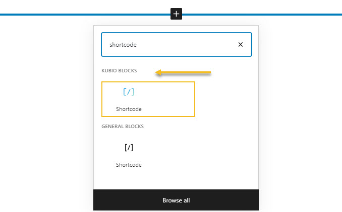 Kubio WordPress shortcode block