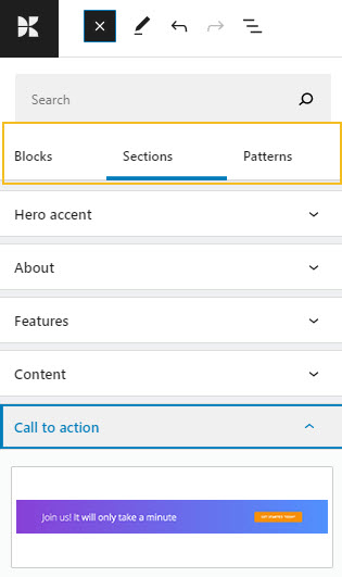 Kubio ready-made sections