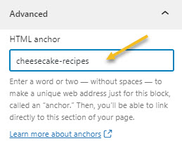 Paste the id as HTML anchor