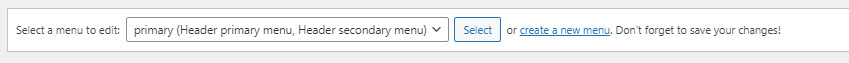 Select a menu or create a new one