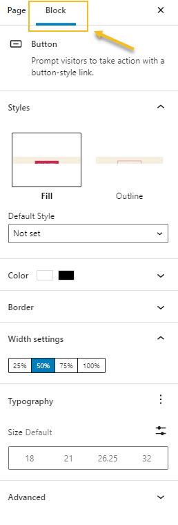 Styling the block in the block editing panel