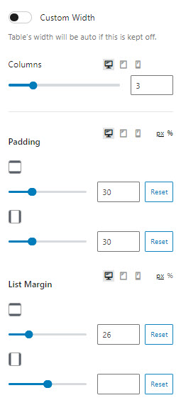 Width and spacing changes