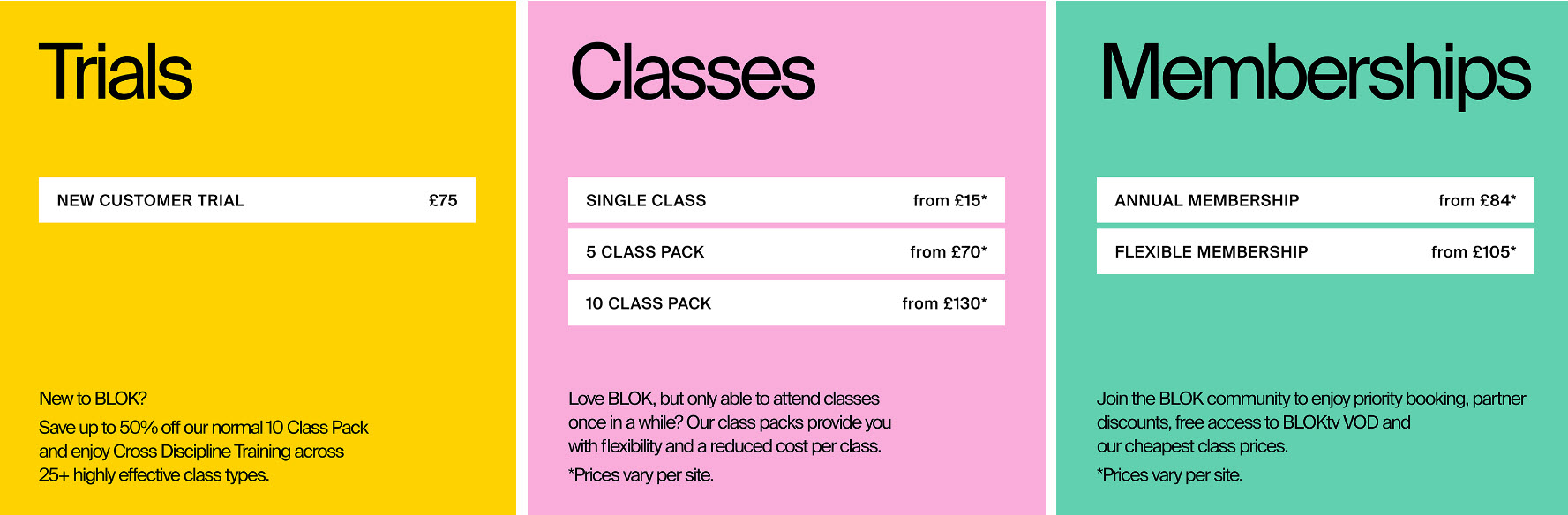 Blok pricing