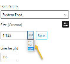 Custom font size in REM, EM or PX