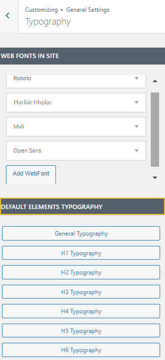 Default elements typography