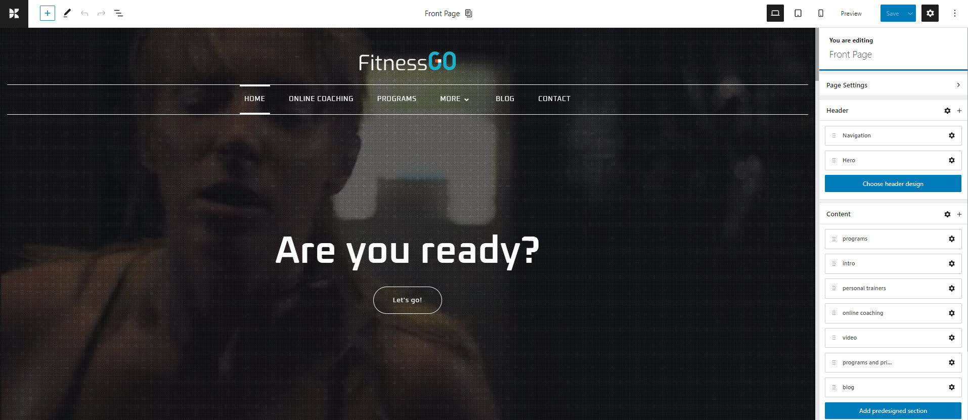 Gym PRO website homepage