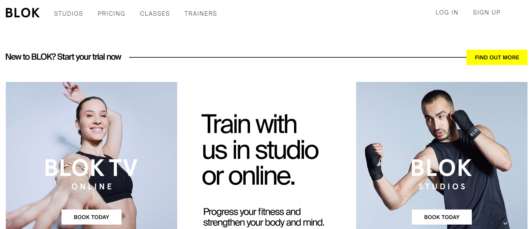 Gym website design - inspiration from Blok