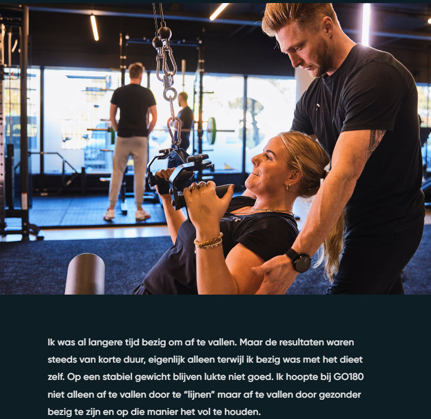 Gym website design - strong personal stories