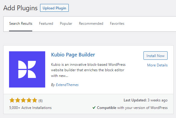 Install Kubio builder