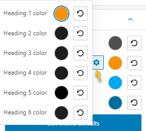 Making heading color changes in Kubio inside the block editing panel