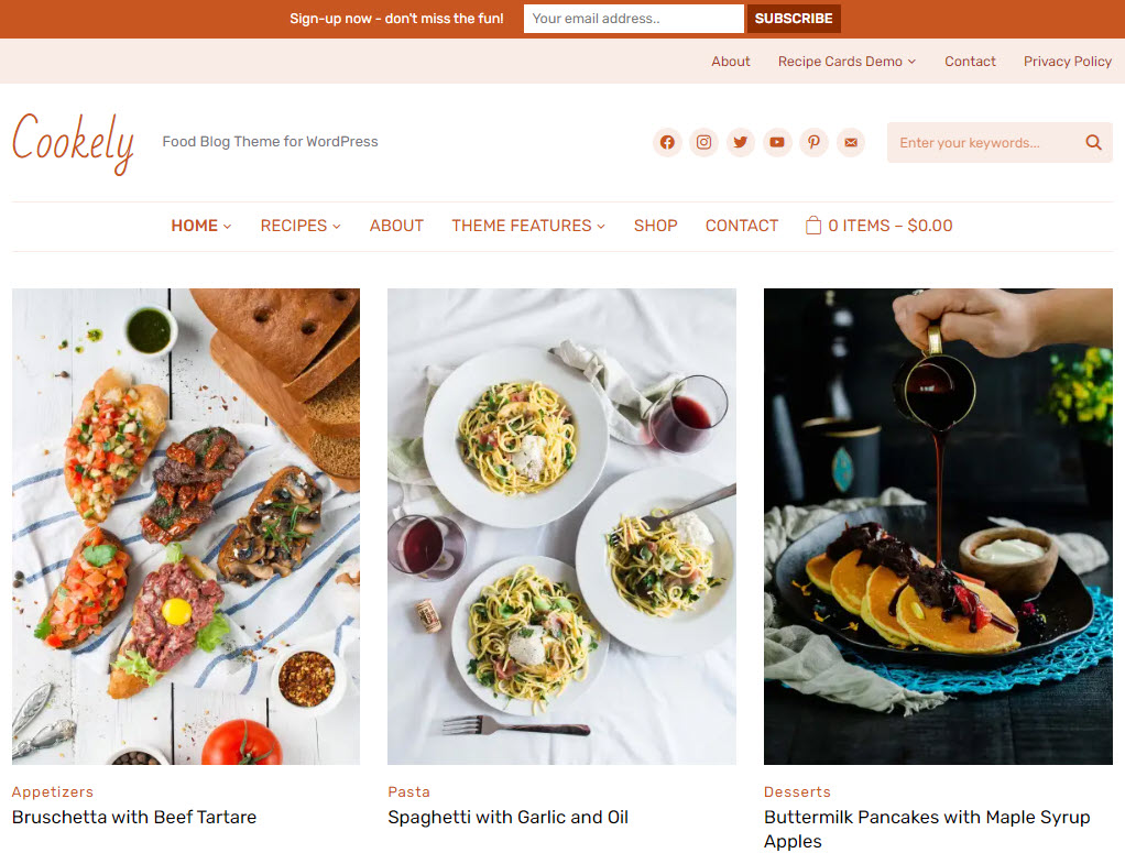 Cookely food blog theme