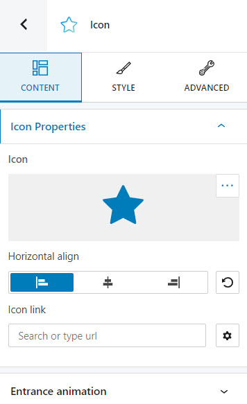 Icon editing inside the block editing panel